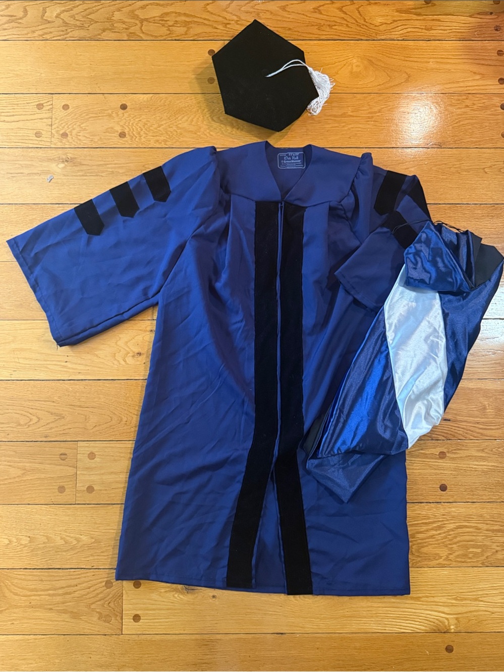 Doctoral Academic Gown Jacket in Deep Blue with Black Velvet Trim